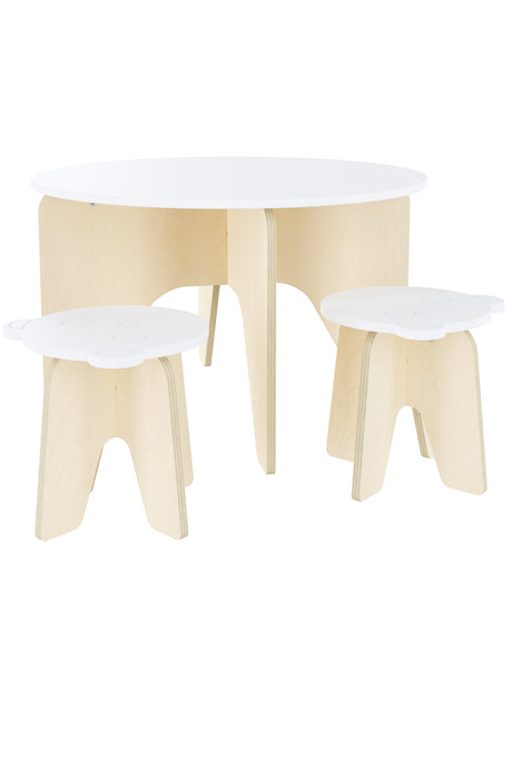Ensemble table ronde et tabourets pour enfants kids round play table set with stools petit apprenti