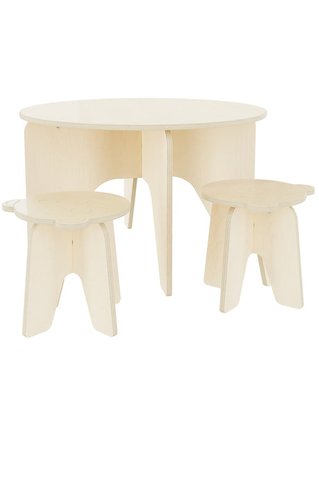 Ensemble table ronde et tabourets pour enfants kids round play table set with stools petit apprenti