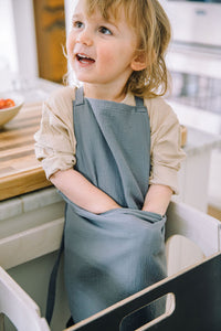 petit apprenti slate gray modern children apron tablier enfant bleu ardoise