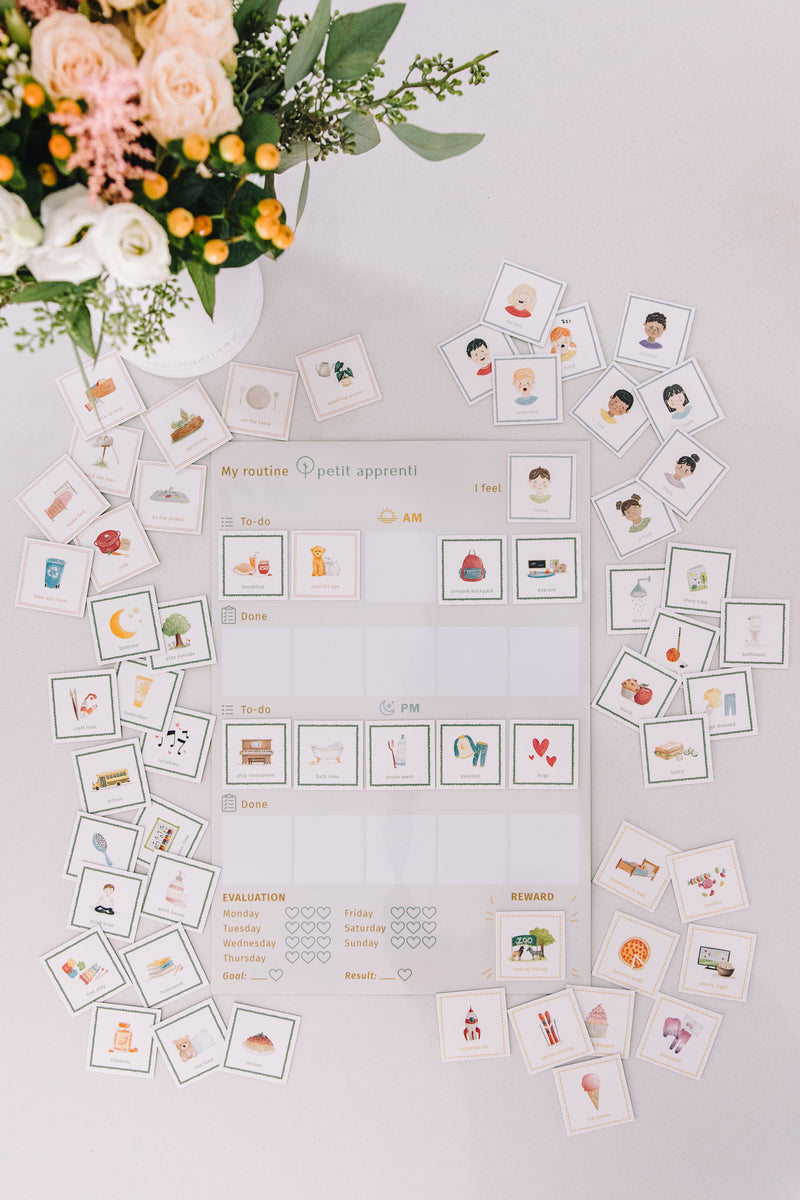 Magnetic routine & motivation chart + 60 magnets – petit apprenti