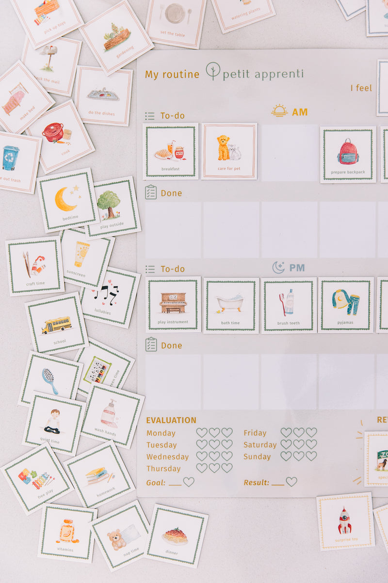 Magnetic routine & motivation chart + 60 magnets – petit apprenti